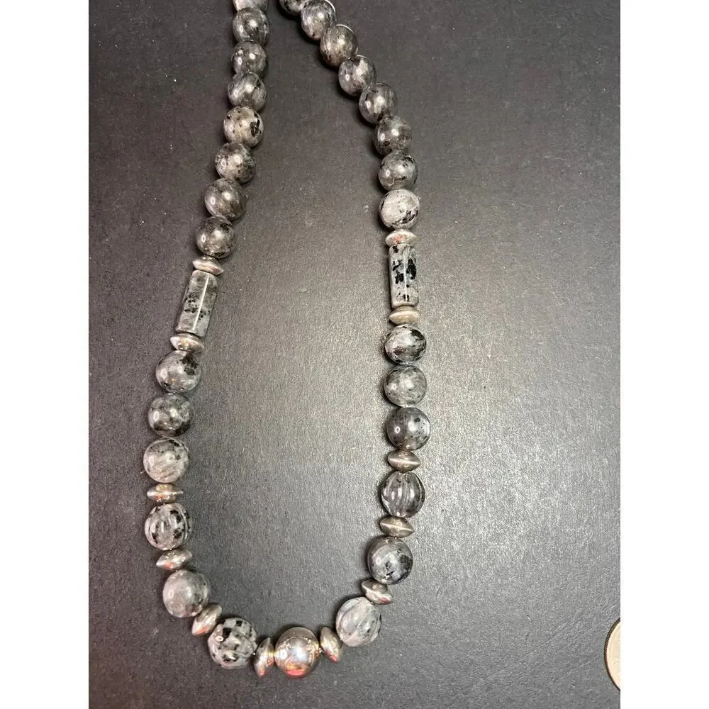 NEW Larvakite and sterling silver necklace